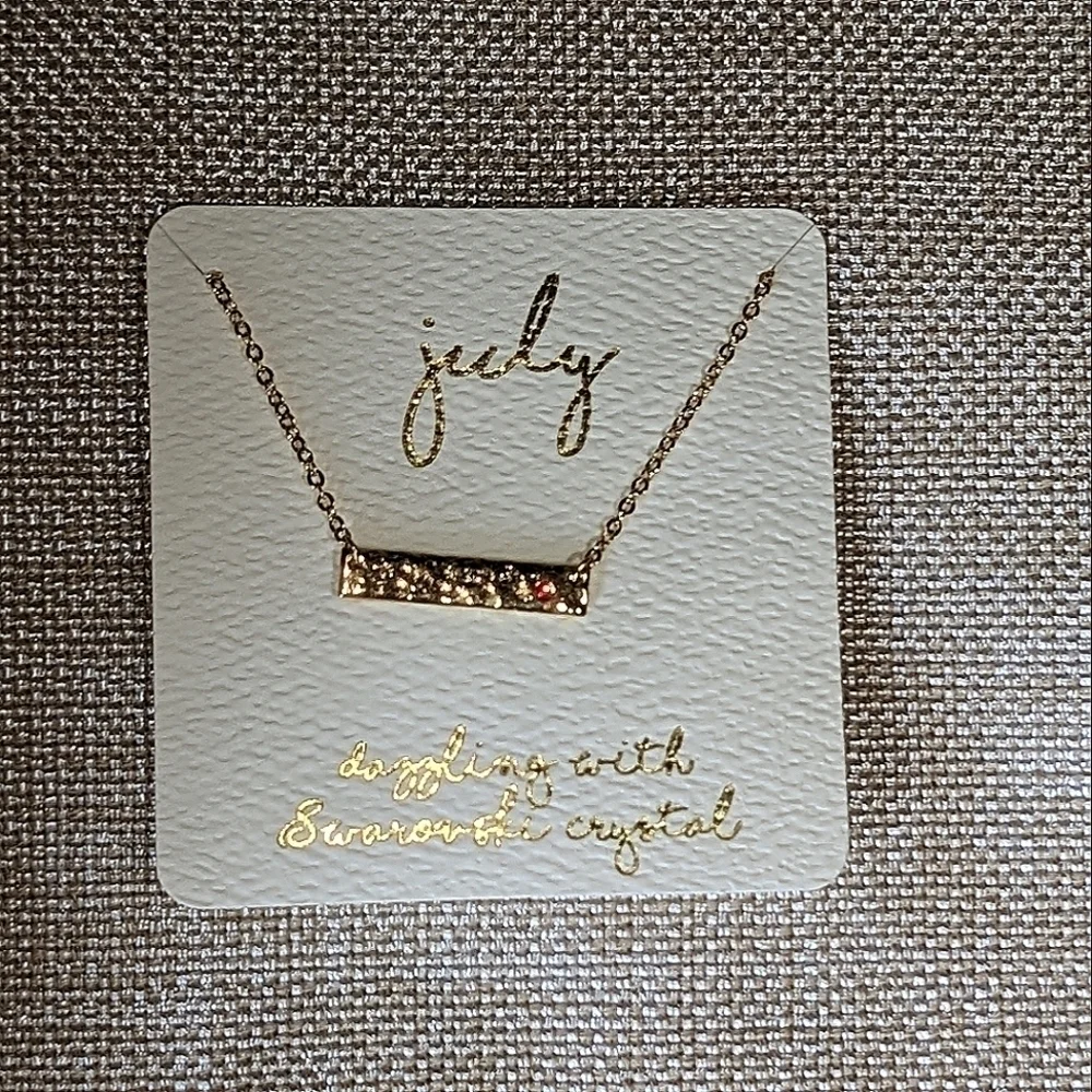 Francesca's July Birthstone Gold-tone Bar Necklace with Swarovski Crystal